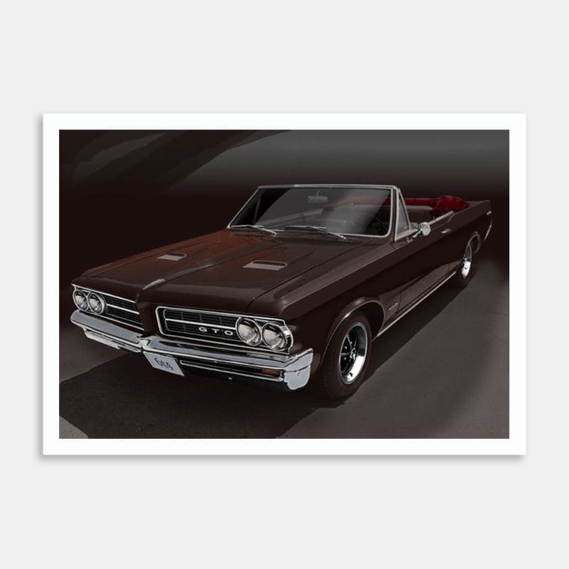 1964 Pontiac GTO Maroon Art Print By Fred Otene