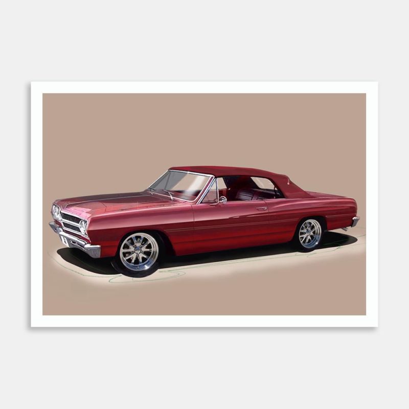 1965 Chevrolet Chevelle Red #1 Art Print by Fred Otene