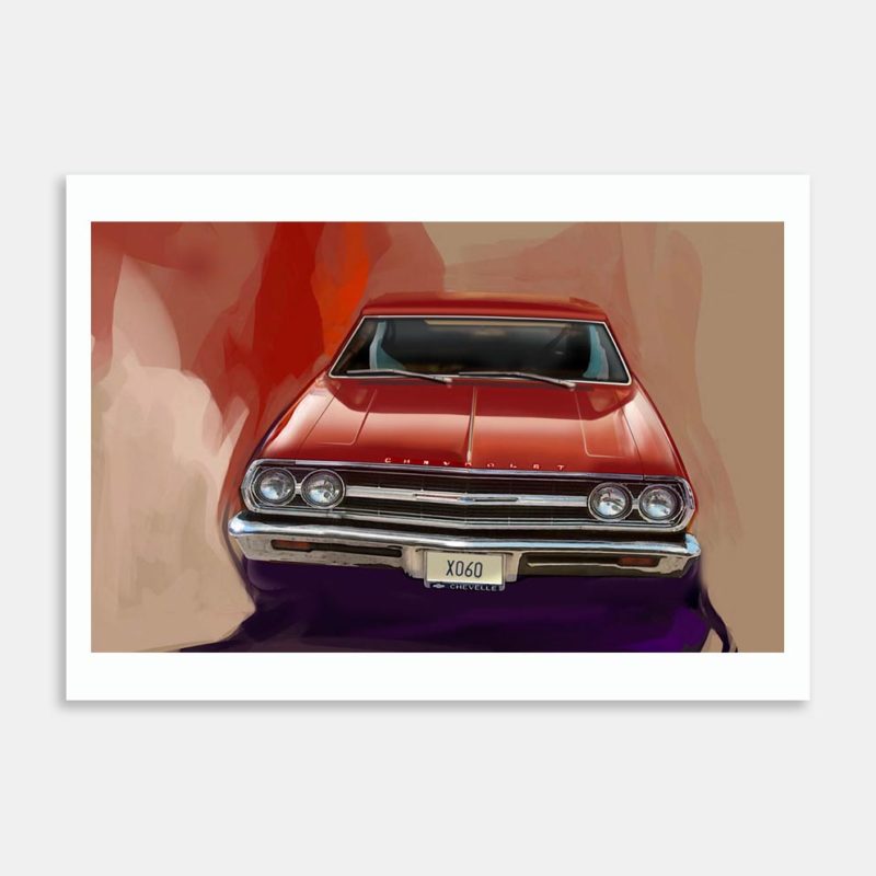 1965 Chevrolet Chevelle Red #2 Art Print By Fred Otene