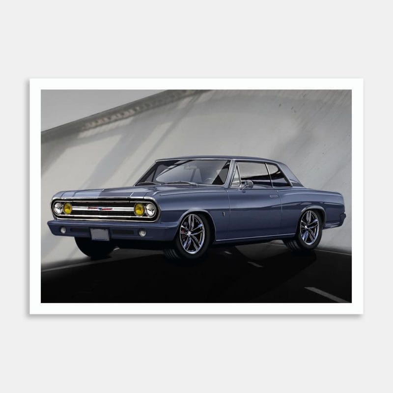 1969 Chevrolet Chevelle Blue Art Print by Fred Otene