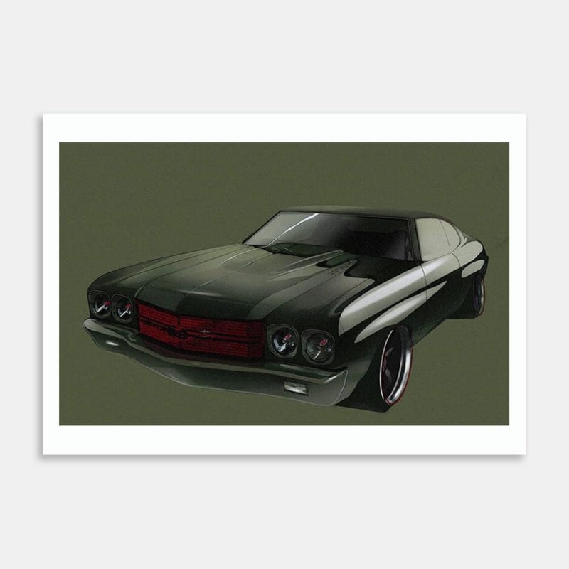 1969 Chevrolet Chevelle Green Art Print By Fred Otene