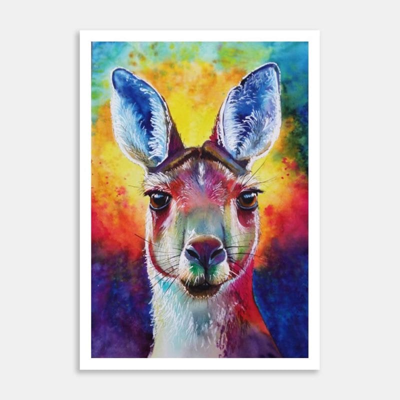 Fifty Shades of Grey Kangaroo Art Print By Yvonne Brooks