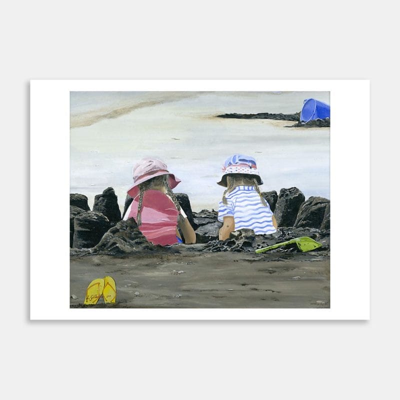 Girls On The Rocks Art Print By Lynn Fuller