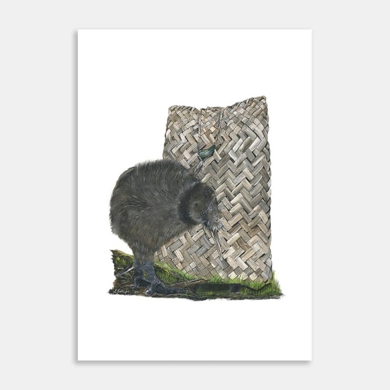 Kiwi And Kete V2 Art Print By Lynn Fuller
