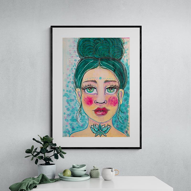Lotus Girl Art Print by Adelien De Wet