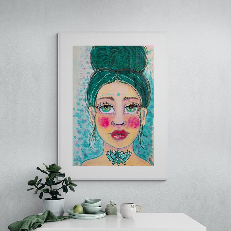 Lotus Girl Art Print by Adelien De Wet