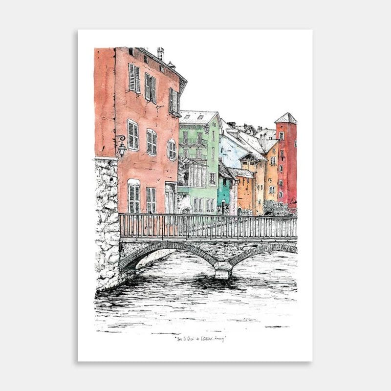 Sur le Quai de lEveche, Annecy Art Print By Emilie Geant