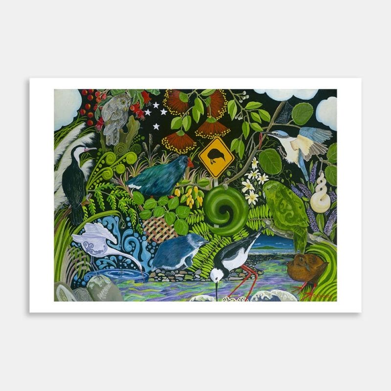 Birds Of New Zealand Triptych No.3 Art Print By Robyn Moxey