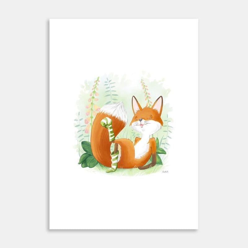 Fox n Socks A3 Art Print By Deborah Hinde
