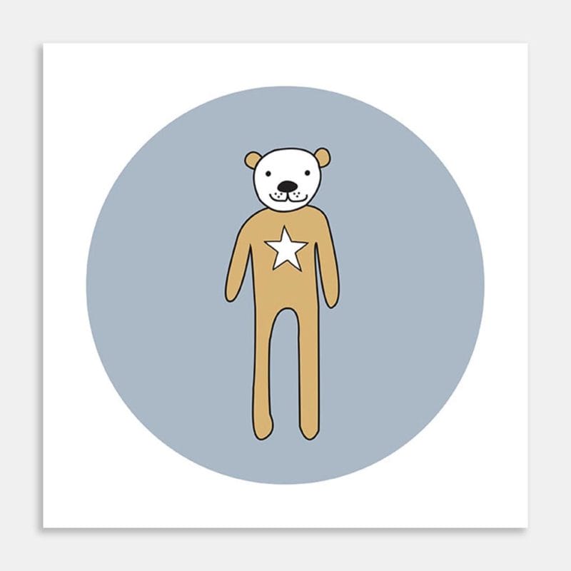 Round Blue Bear Art Print By Ruth McGill