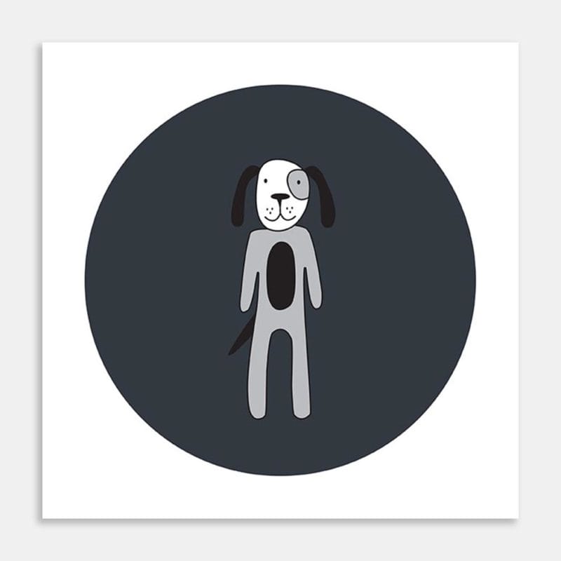 Round Grey Dog Art Print By Ruth McGill
