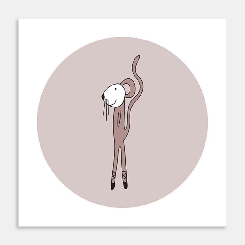 Round Pink Mouse Art Print By Ruth McGill