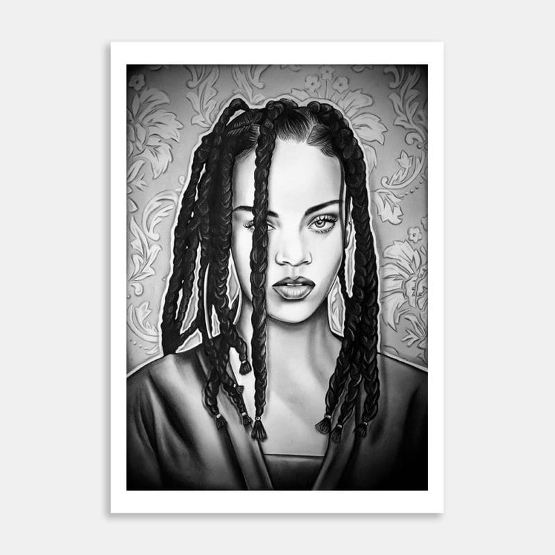 Rihanna Charcoal Portrait Art Print By Samantha Knightbridge