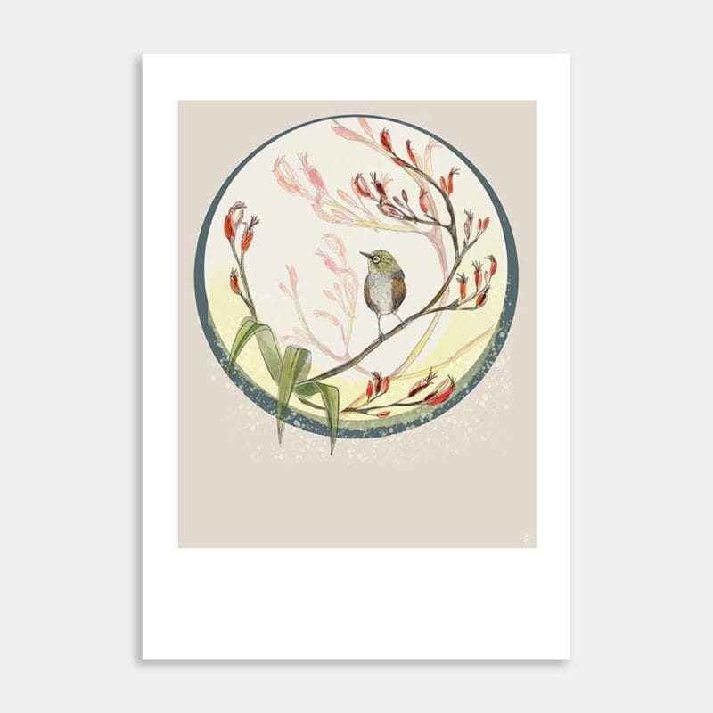 Tauhou And Harakeke Art Print By Katherine Crosse