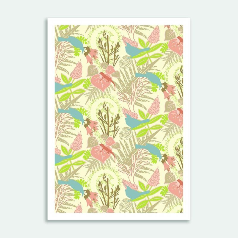 Tui Garden-Cream Art Print By Christina Thiele