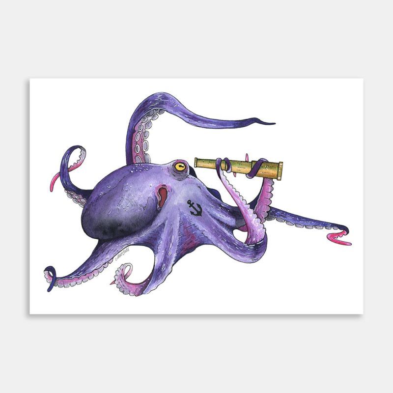 Seafarer Octopus Art Print By Matt Coates