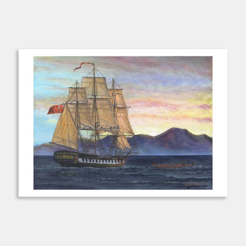 HMS Herald Off Kāpiti Island In 1840 Art Print By Roly Hermans