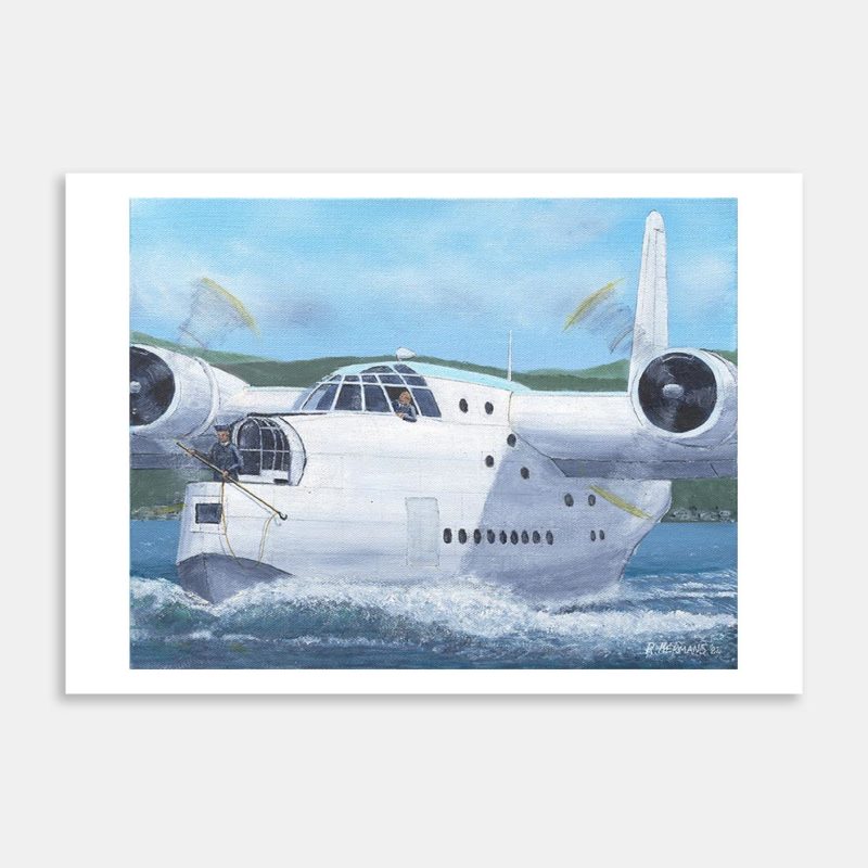 RNZAF Sunderland At Evans Bay 1950s Art Print By Roly Hermans
