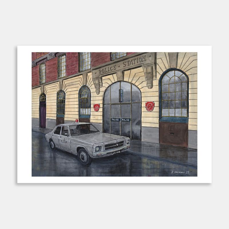 Holden HQ Outside The Wellington Central Police Station 1970s Art Print By Roly Hermans