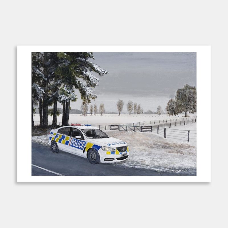 Holden Commodore Patrol Car In The Snow Art Print By Roly Hermans