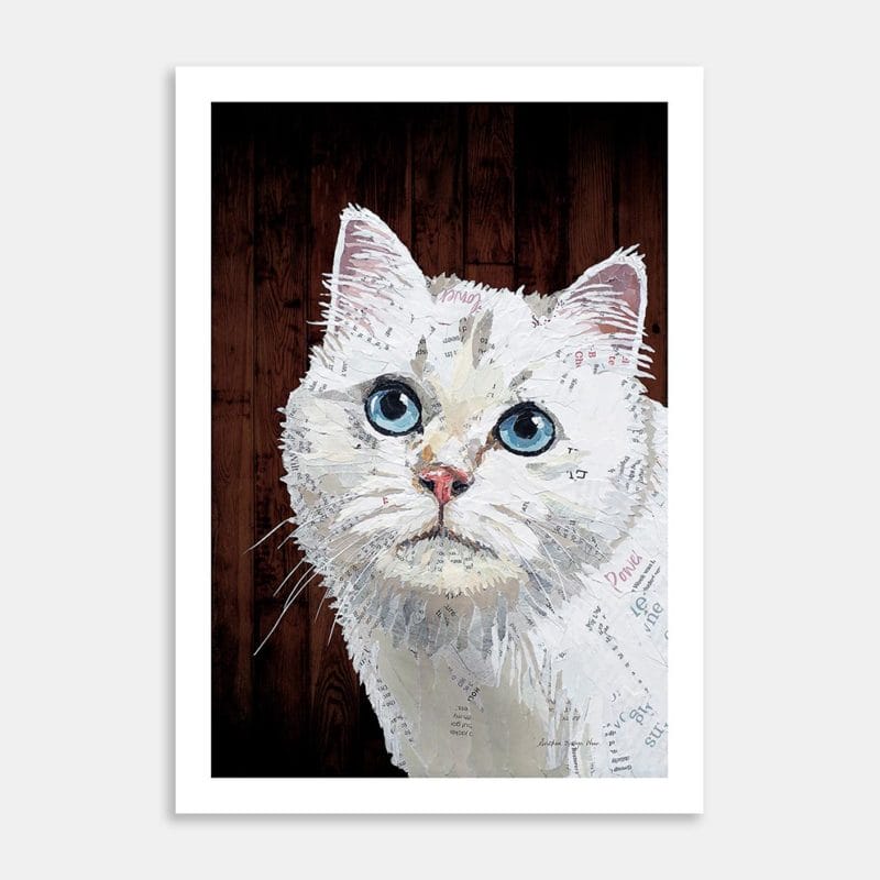 Cat Snow White Art Print by Anthea Weir