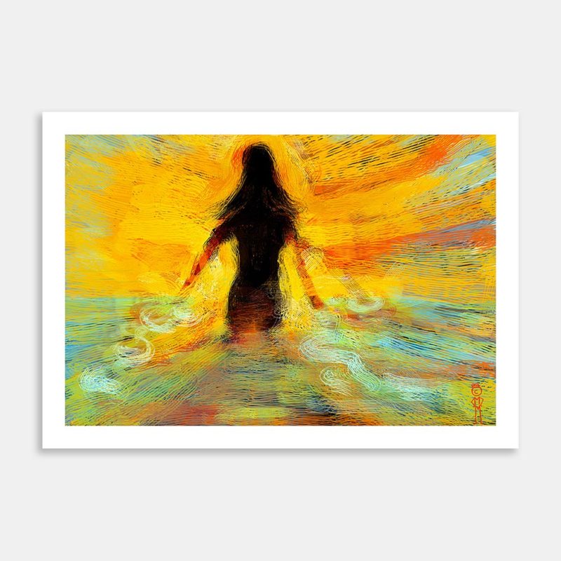 Sunset Swim Art Print By Michael Rollo Mirfin