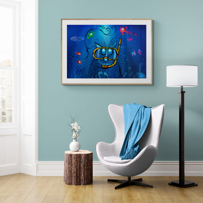 Cat Fish Art Print By Michael Rollo Mirfin - Image 3