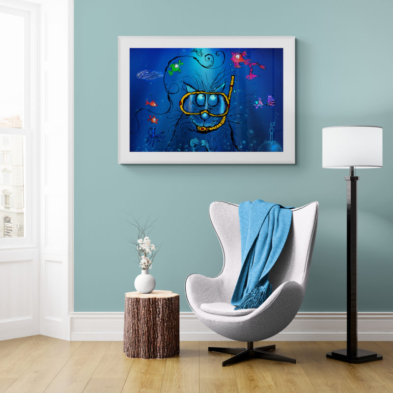 Cat Fish Art Print By Michael Rollo Mirfin - Image 4