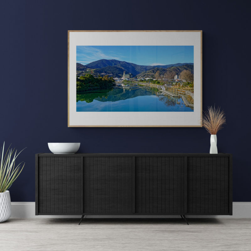 Nelson City Reflected In The Maitai River Art Print By Gary Webber - Image 3