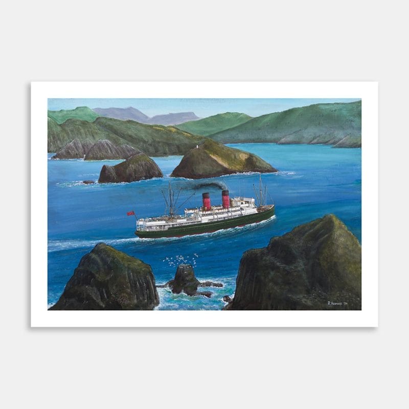 Picton Ferry 'Tamahine' Entering The Tory Channel Art Print By Roly Hermans