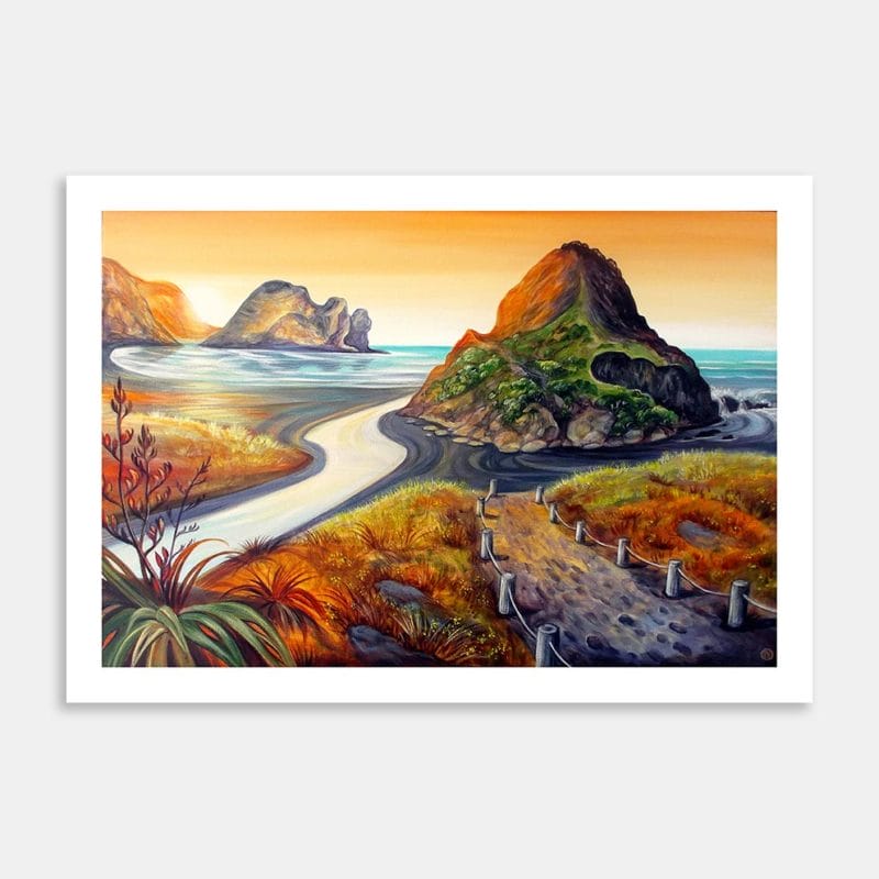 Piha in Golden Tones Art Print By Irina Velman