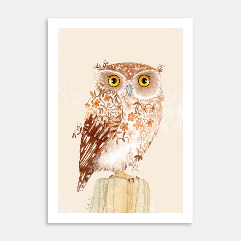 FlowerOwl Art Print By Deborah Hinde