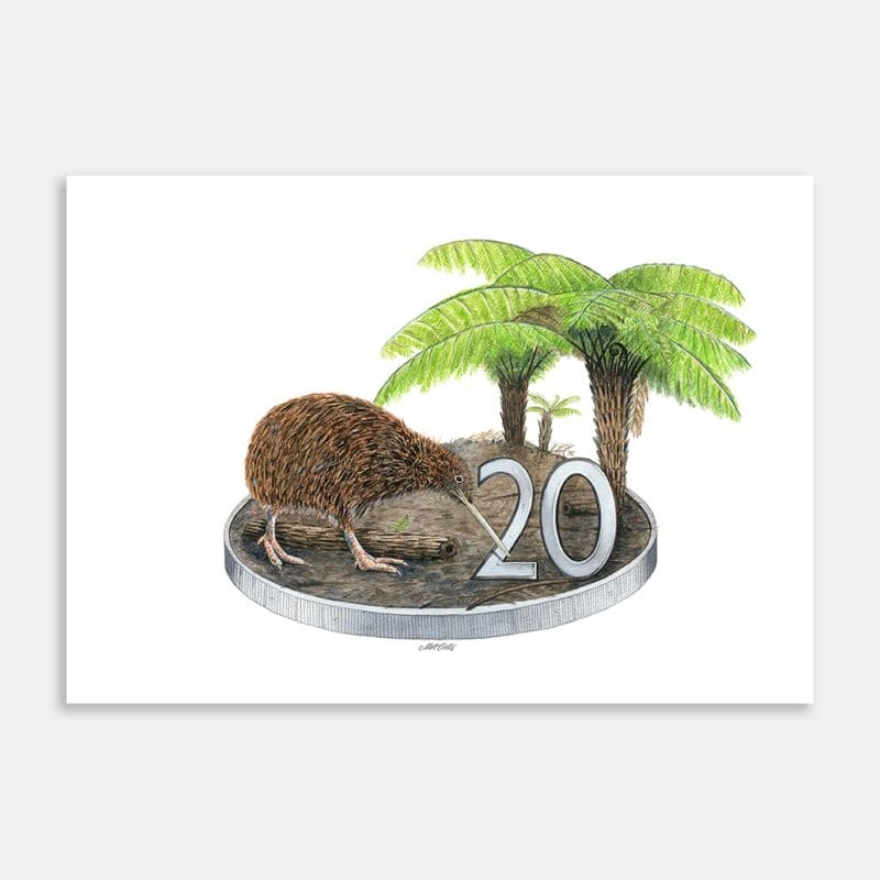 NZ Treasures 20 Cent Coin Art Print By Matt Coates