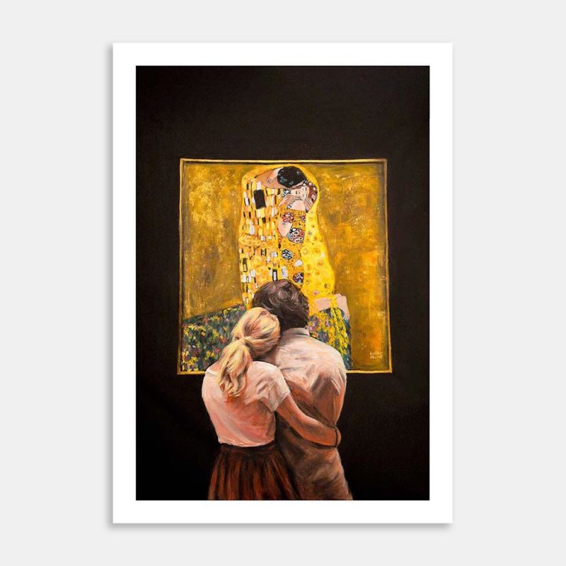 Watching Klimt The Kiss Art Print By Escha van den Bogerd
