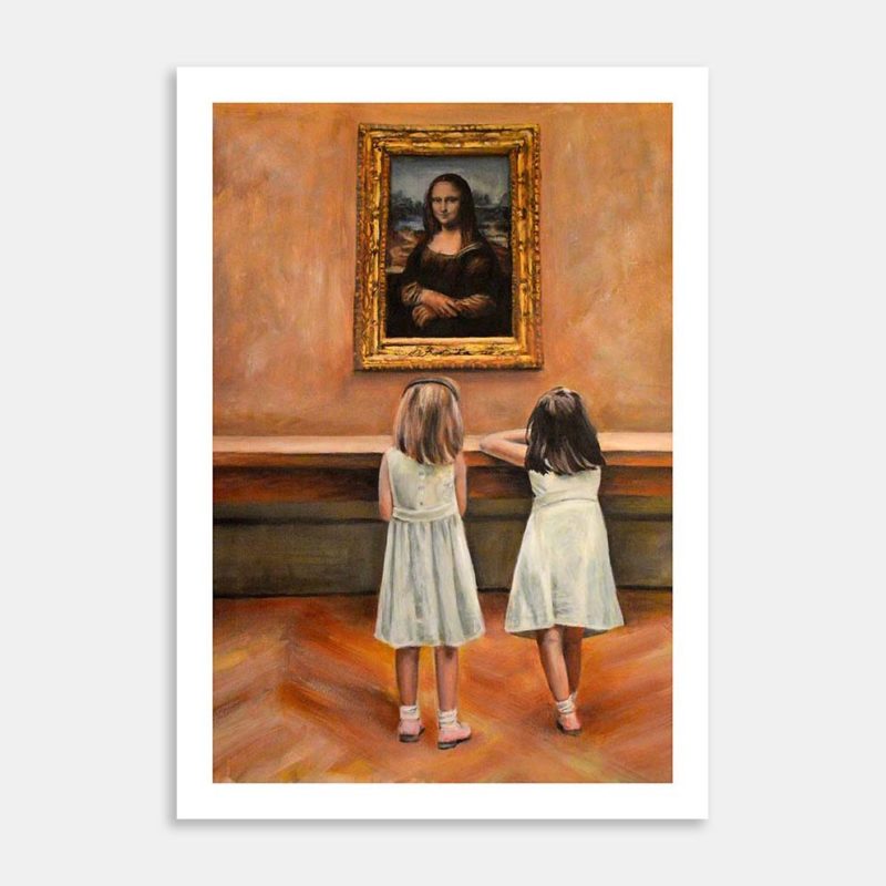 Watching Mona Lisa Art Print By Escha van den Bogerd