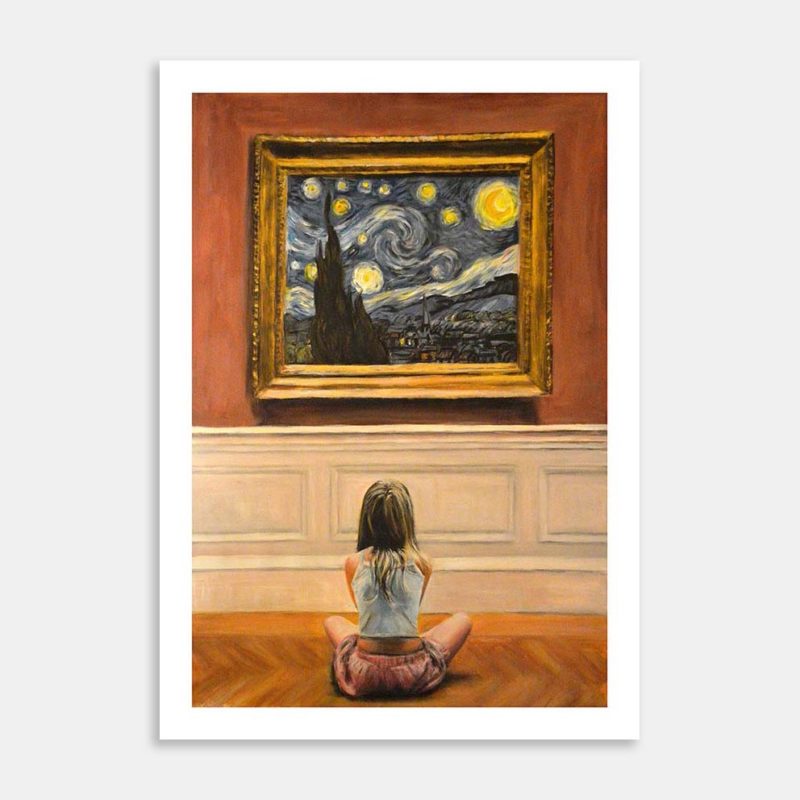 Watching Starry Night Art Print By Escha van den Bogerd