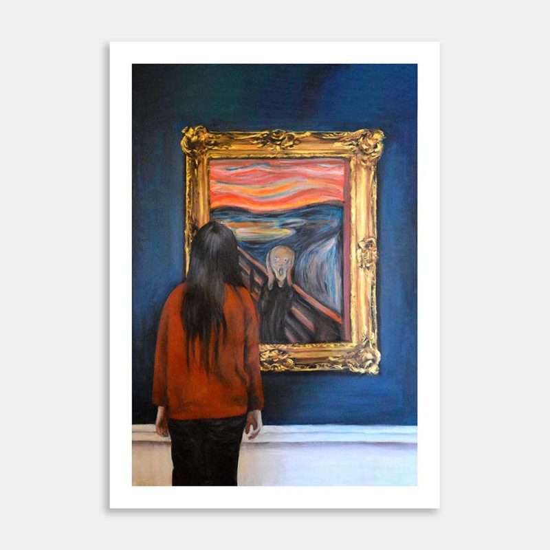 Watching The Scream Big Art Print By Escha van den Bogerd