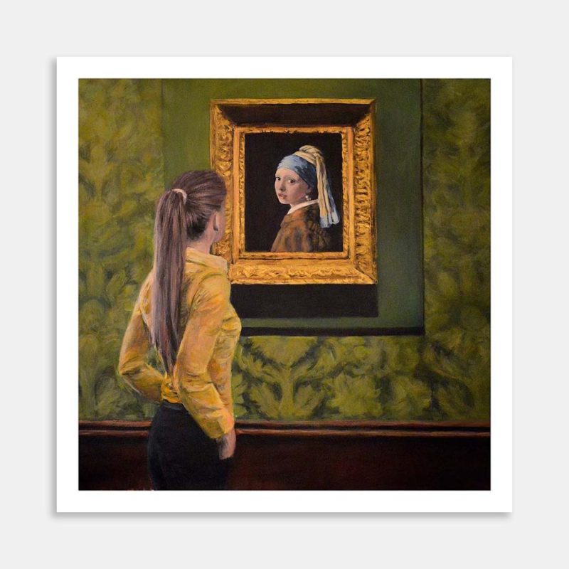 Watching Girl with the Pearl Earring Art Print By Escha van den Bogerd