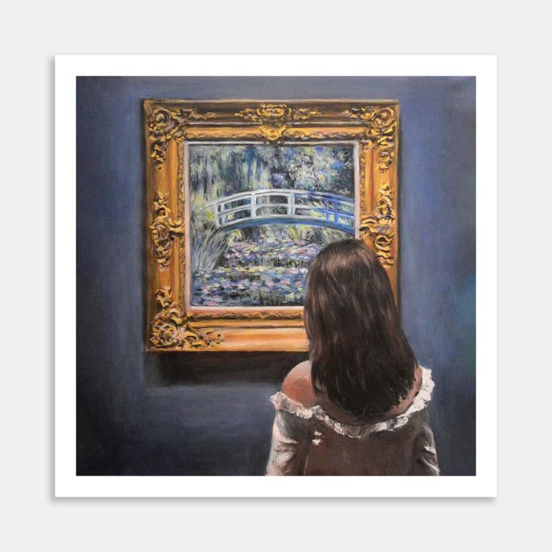 Watching Monet The Water Lilly Pond Art Print By Escha van den Bogerd