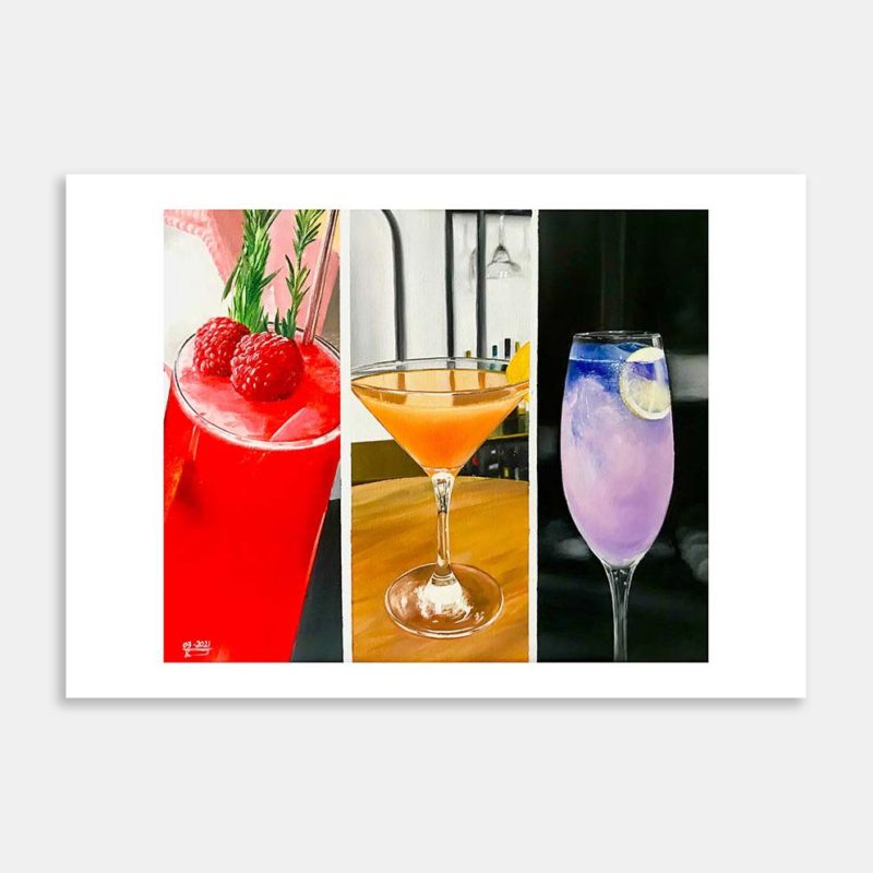 3 Cocktails Art Print By Damian Jacobs