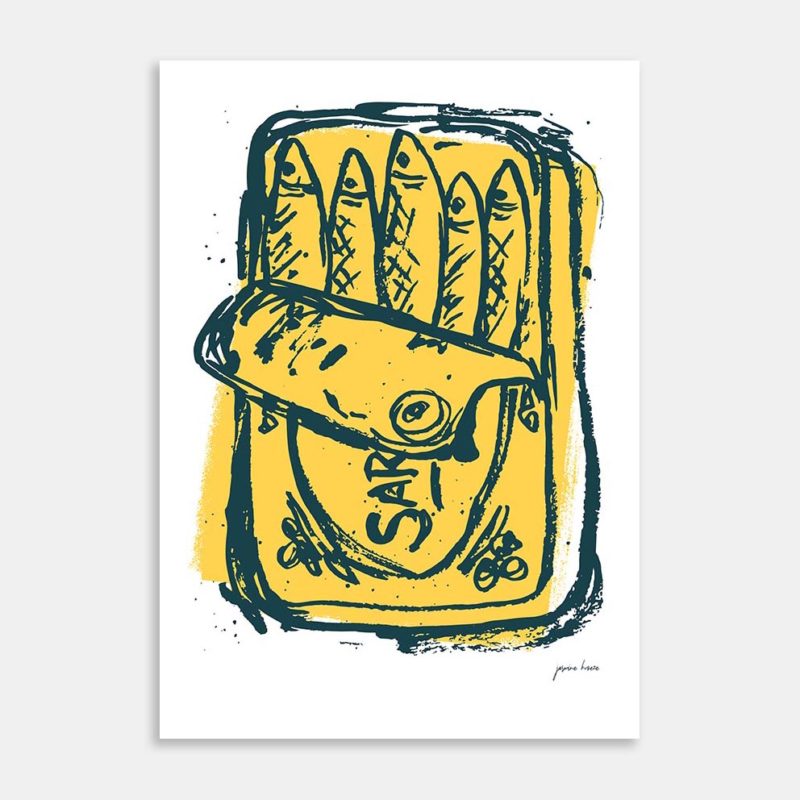 Playing Sardines Yellow Art Print By Jasmine Kroeze