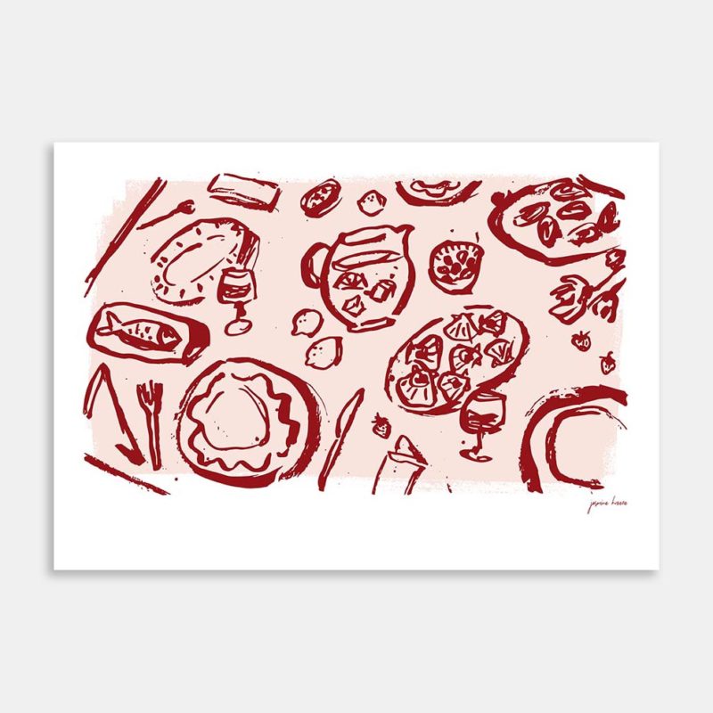 Sips of Sangria Red Art Print By Jasmine Kroeze