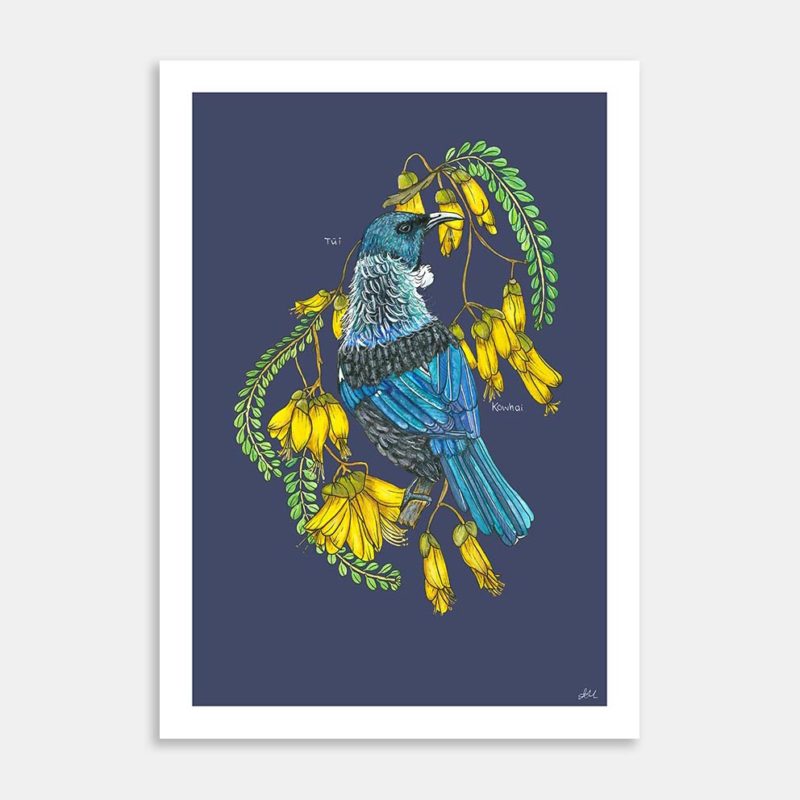 Tui Kowhai Art Print By Lesh Creates