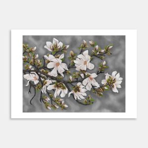 White Whisper Grey Art Print By Nicolle Aston