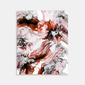 Red Bloom Original Painting by Nancy Crawford